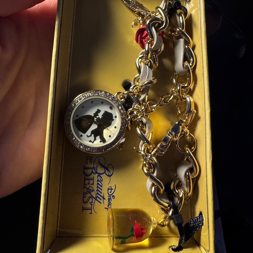 Disney Beauty and the Beast Gold and Black Bracelet watch charm